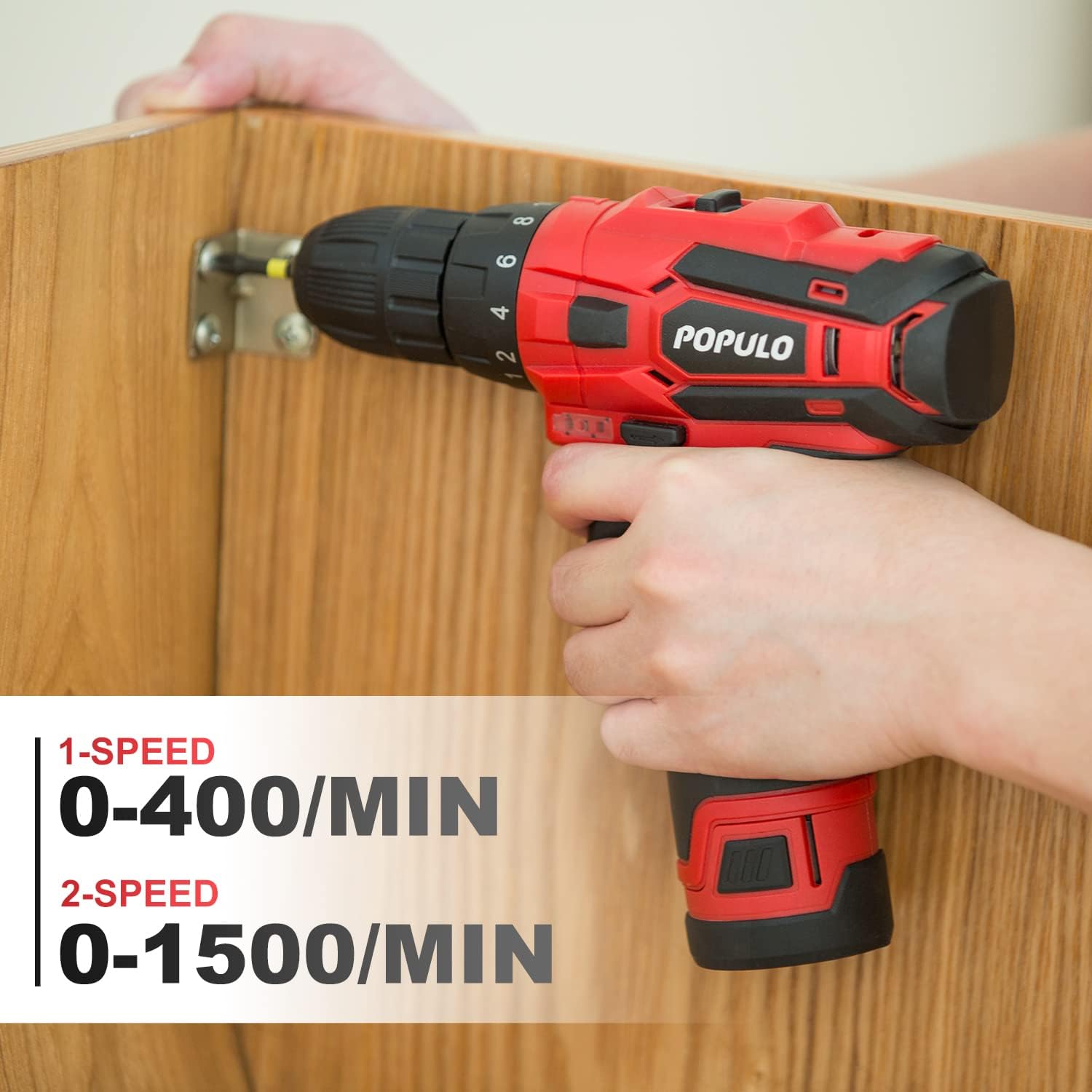 POPULO 12V Max Lithium-ion Cordless Combo Kit (3-Tool), Power Drill Driver, 1/4 in. Impact Driver, Power Rotary Tool Combo Kit