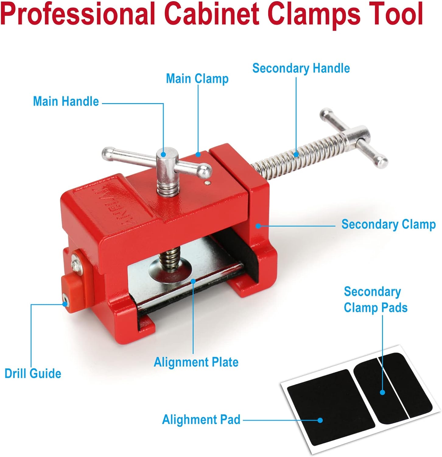 Sebupar Cabinet Clamps, Cabinetry Clamps Cabinet Face Frame Clamps Cabinet Installation Clamps Cabinet Tools with Two Side Screws and A