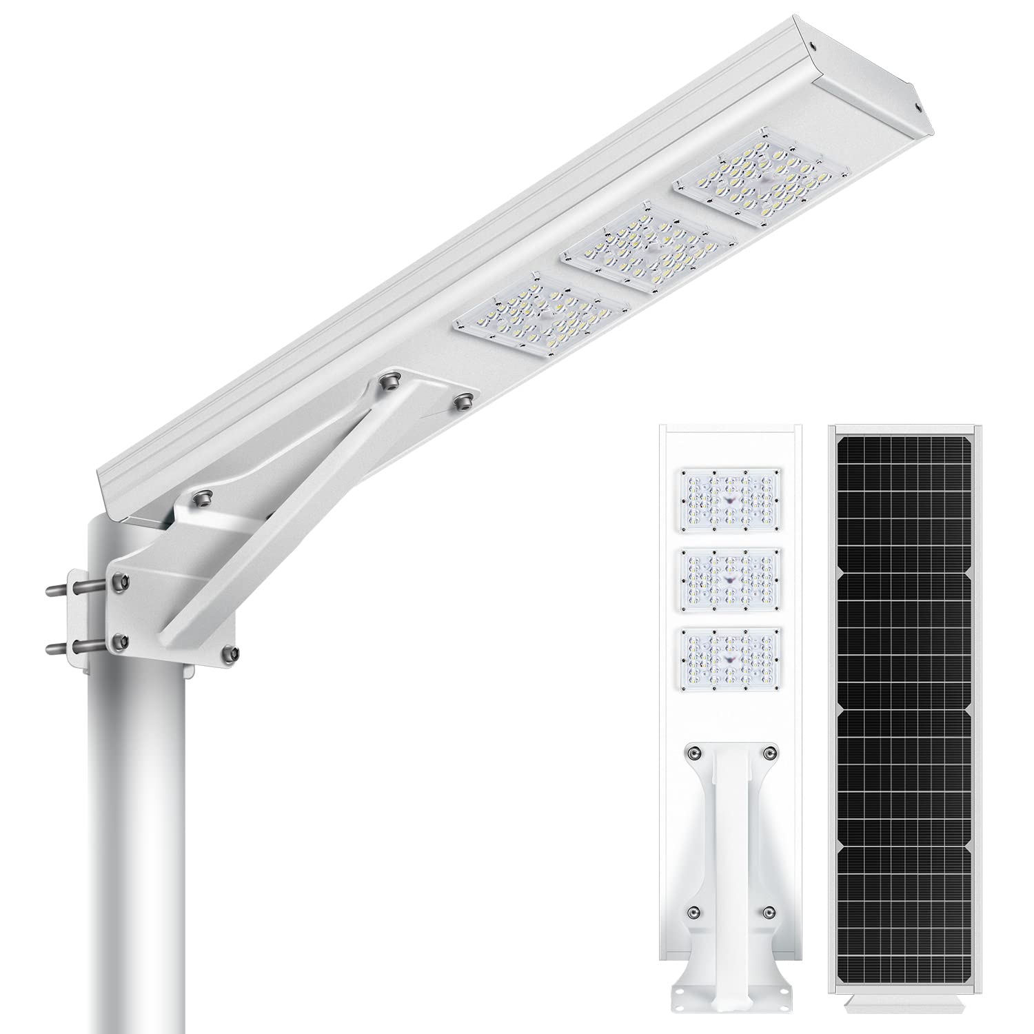 Gebosun 300W Solar Street Light &a; Solar Flood Light, IP65 Waterproof, 9,000 Lumen, Dusk to Dawn Solar Led Security Light, Covere
