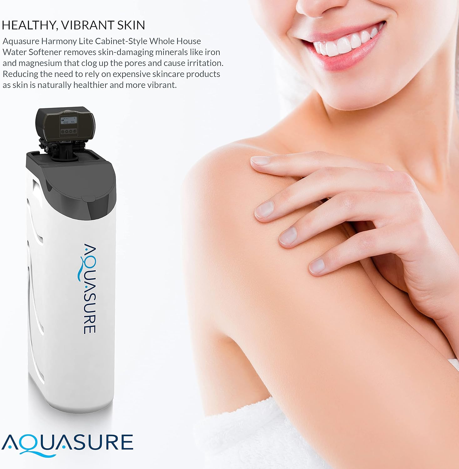 Aquasure Harmony Lite All-In-One Water Softener w/Triple Purpose Pre-Filter, 34,000 Grain, Low Maintenance, Water Saving Tech