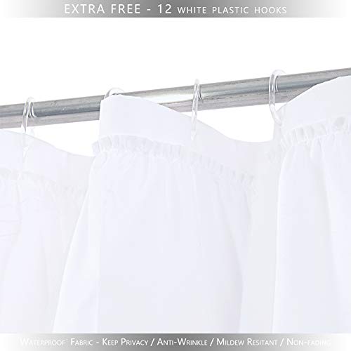 WestWeir White Ruffle Shower Curtain - Farmhouse Cloth Bathroom 72 x 72 Inches Texture Fashion