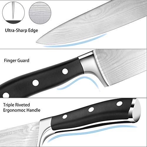MAO MAO JEWELRY Knife Set, 21 Pieces Kitchen Knife Set with Block Wooden, Germany High Carbon Stainless Steel Professional Chef Knife Block Set,