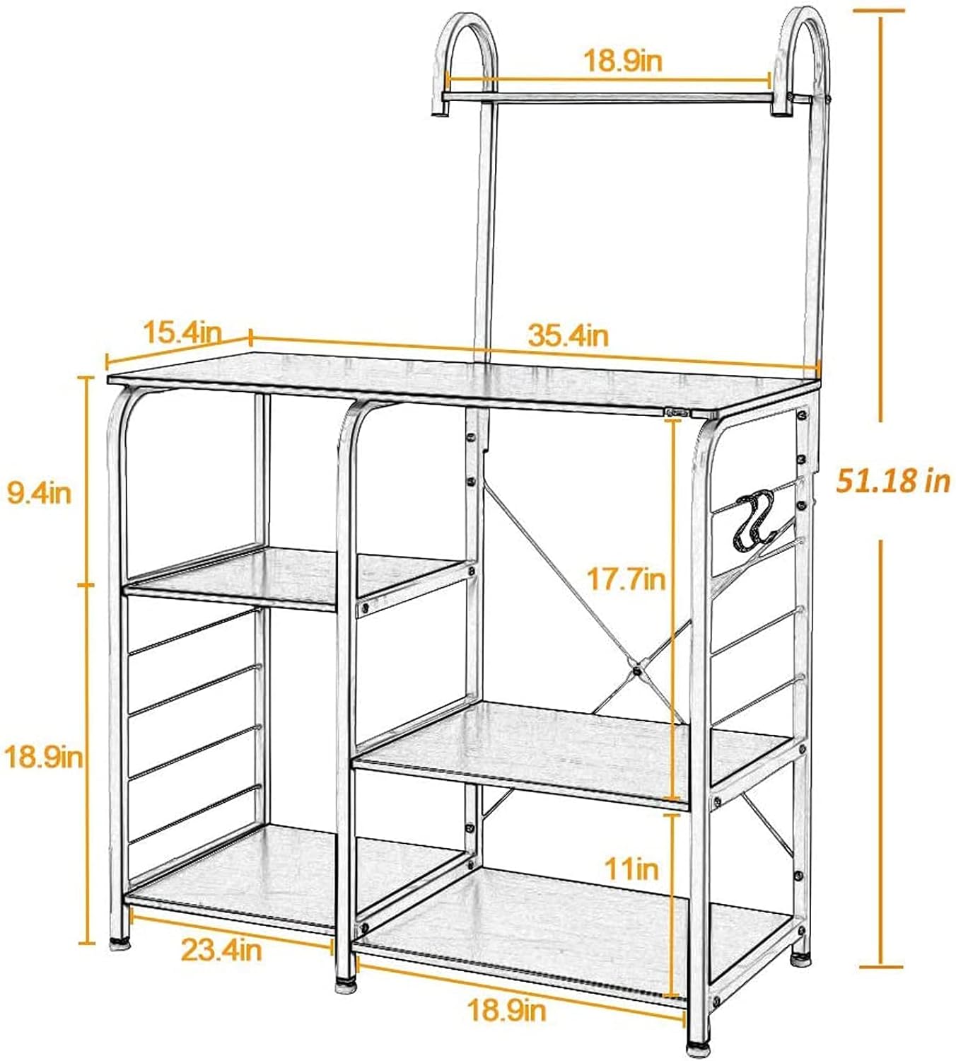 Soges Microwave Cart Coffee Station, Kitchen Bakers Rack, Utility Microwave Oven Stand Storage Cart, Workstation Shelf, Rustic Brown