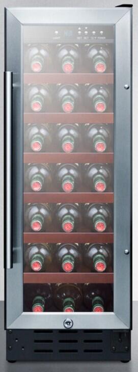 Summit SWC1224B 12 Built-In Wine Cooler with 21 Bottle Capacity  6 Wine Racks  and Digital Thermostat  in Stainless Steel