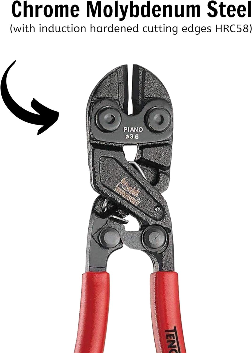 Teng Tools 8 Inch Heavy Duty Mini Bolt Cutters With Vinyl Coated Handles - BC408, Silver