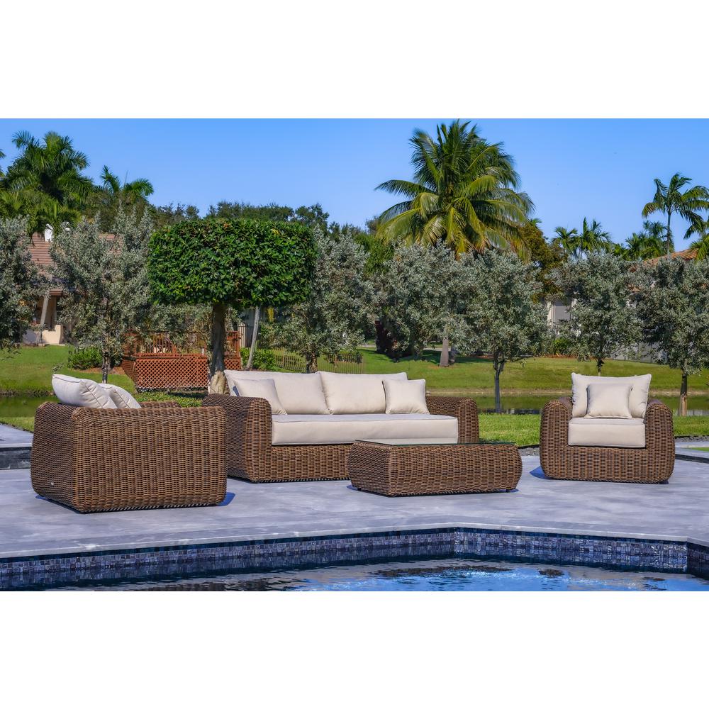 OUTSY Milo Lux 4-Piece Outdoor and Backyard Extra Deep Seating Wicker Furniture Set