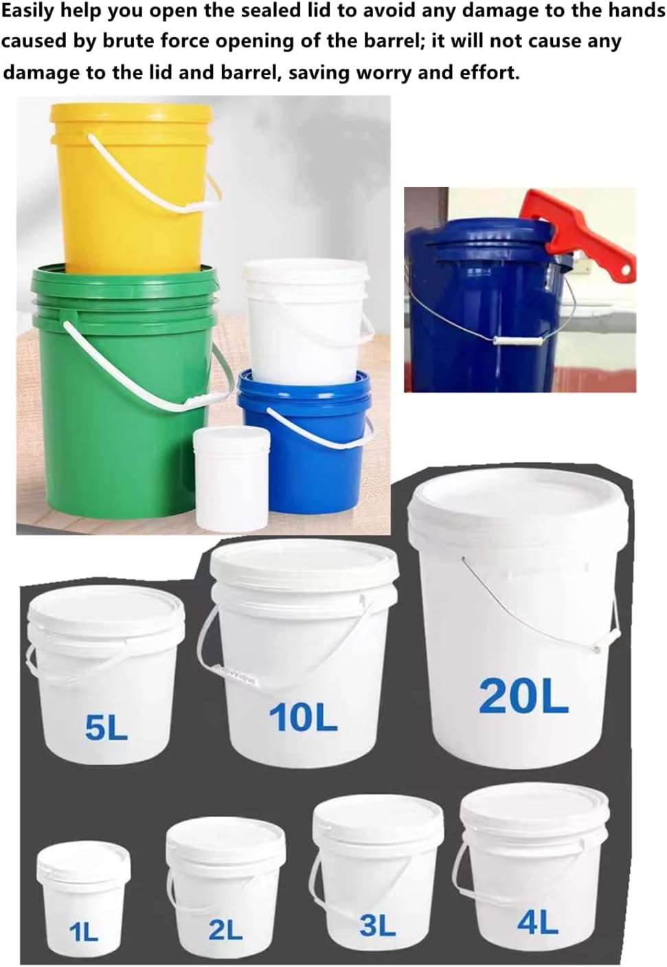 Shenglin Lifang 6 Pieces of Plastic Drum Lid Opener Wrenches, 5 Gallon Paint Oil Drum Lid Opening Tools, Suitable for Home Office Indust