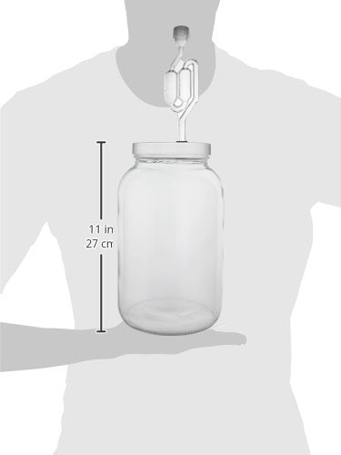 Home Brew Ohio One Gallon Wide Mouth Jar with Lid and Twin Bubble Airlock-Set of 2