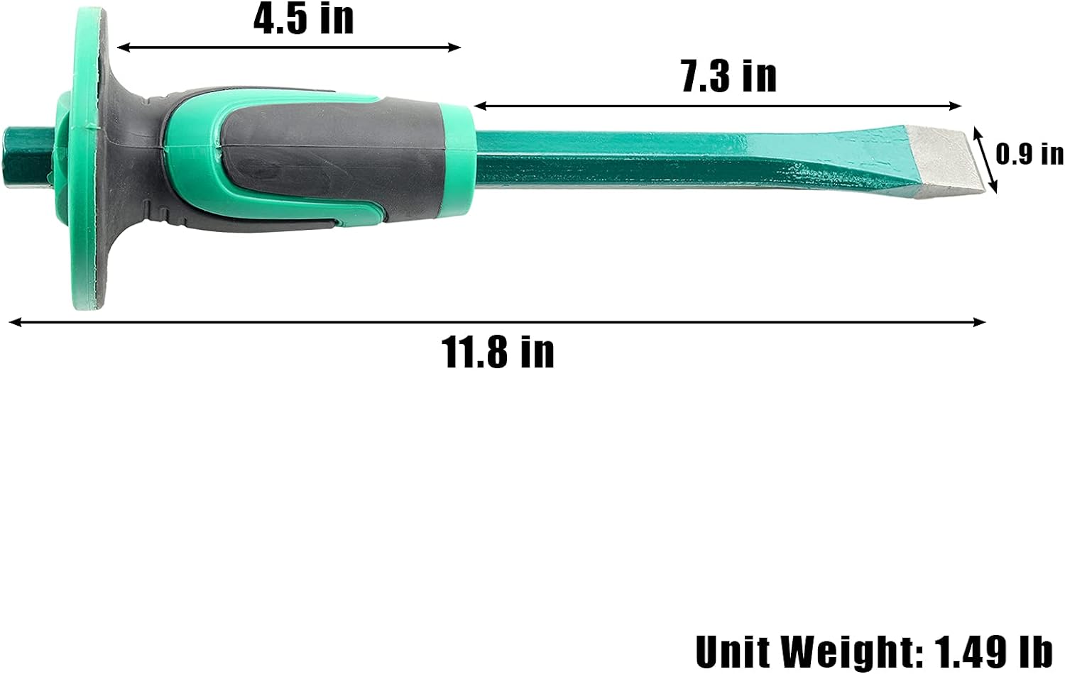 Genubi Industry Masonry Chisel With Hand Guard, 12 inches Heavy Duty Flat End Rock Concrete Mortar Stone Chisel for Demolishing Carving Splitti