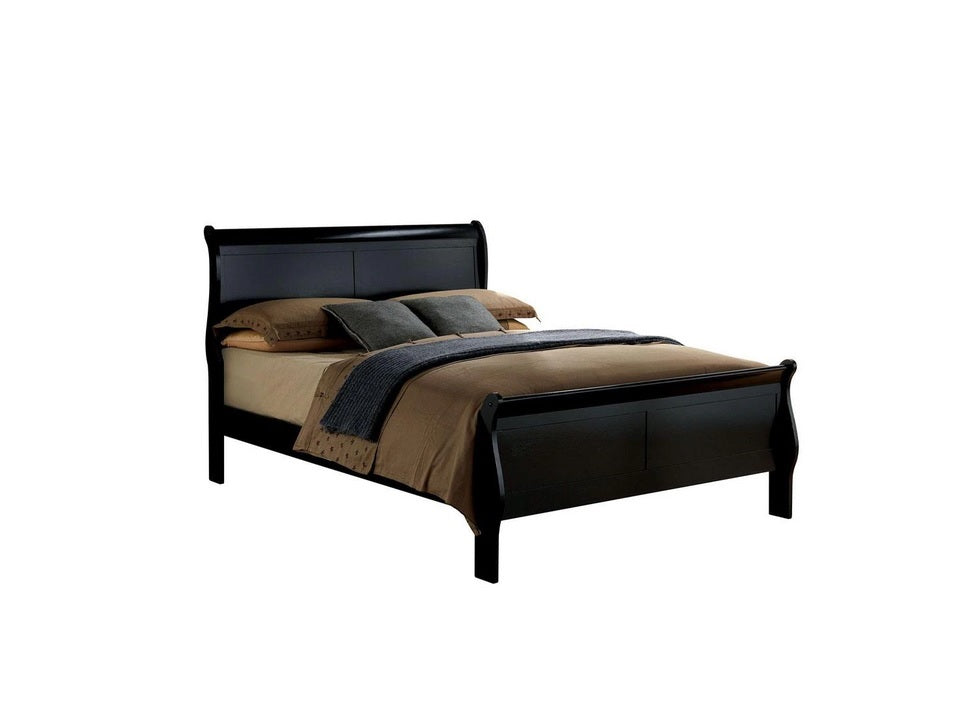 Esofastore Master Bedroom Furniture Black Color Solid wood Simple Transitional 6pc Bedroom Set Queen Bed Dresser Mirror Nightstands Chest