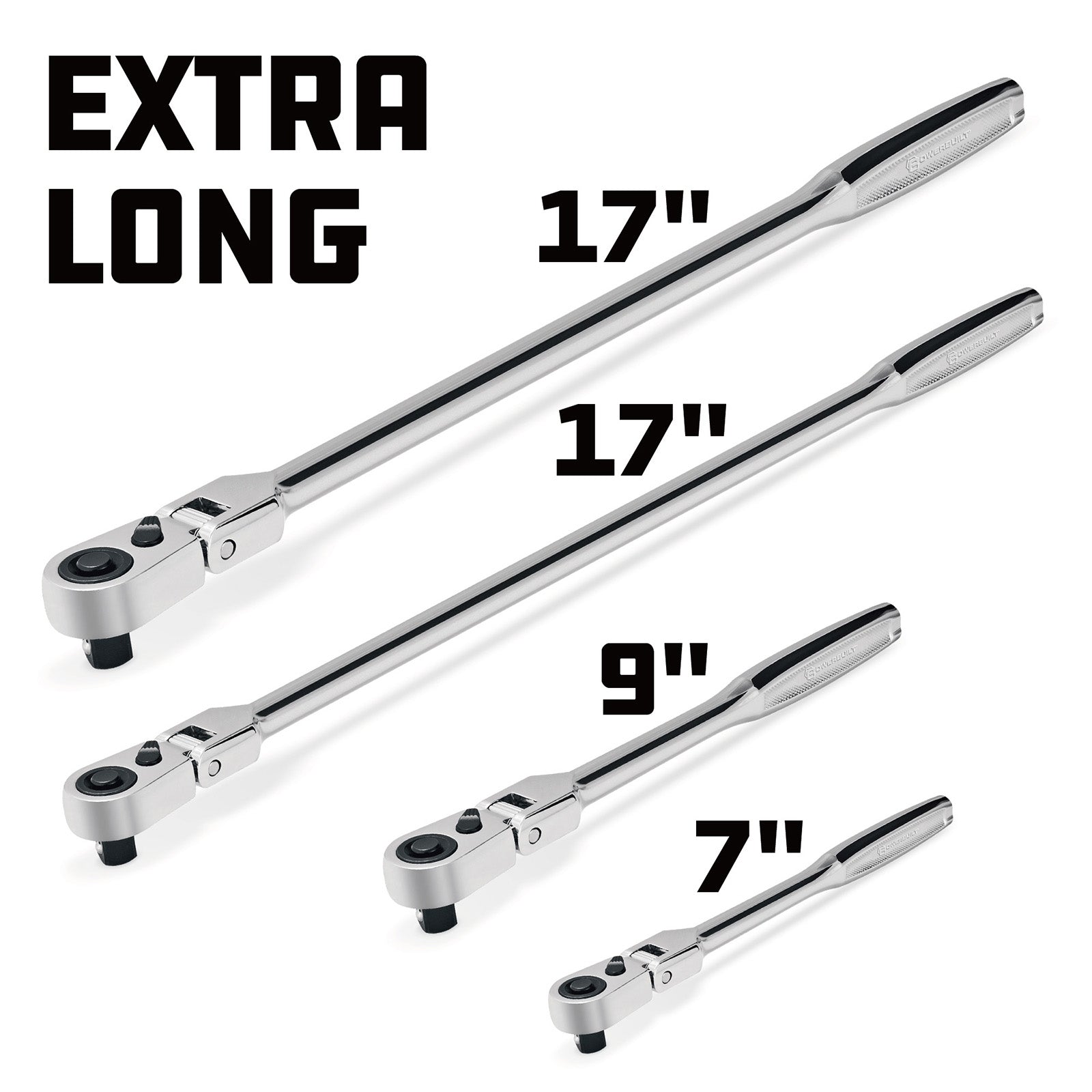 Powerbuilt 4pc. 72-Tooth Pro Tech Long Reach Flex Head Ratchets
