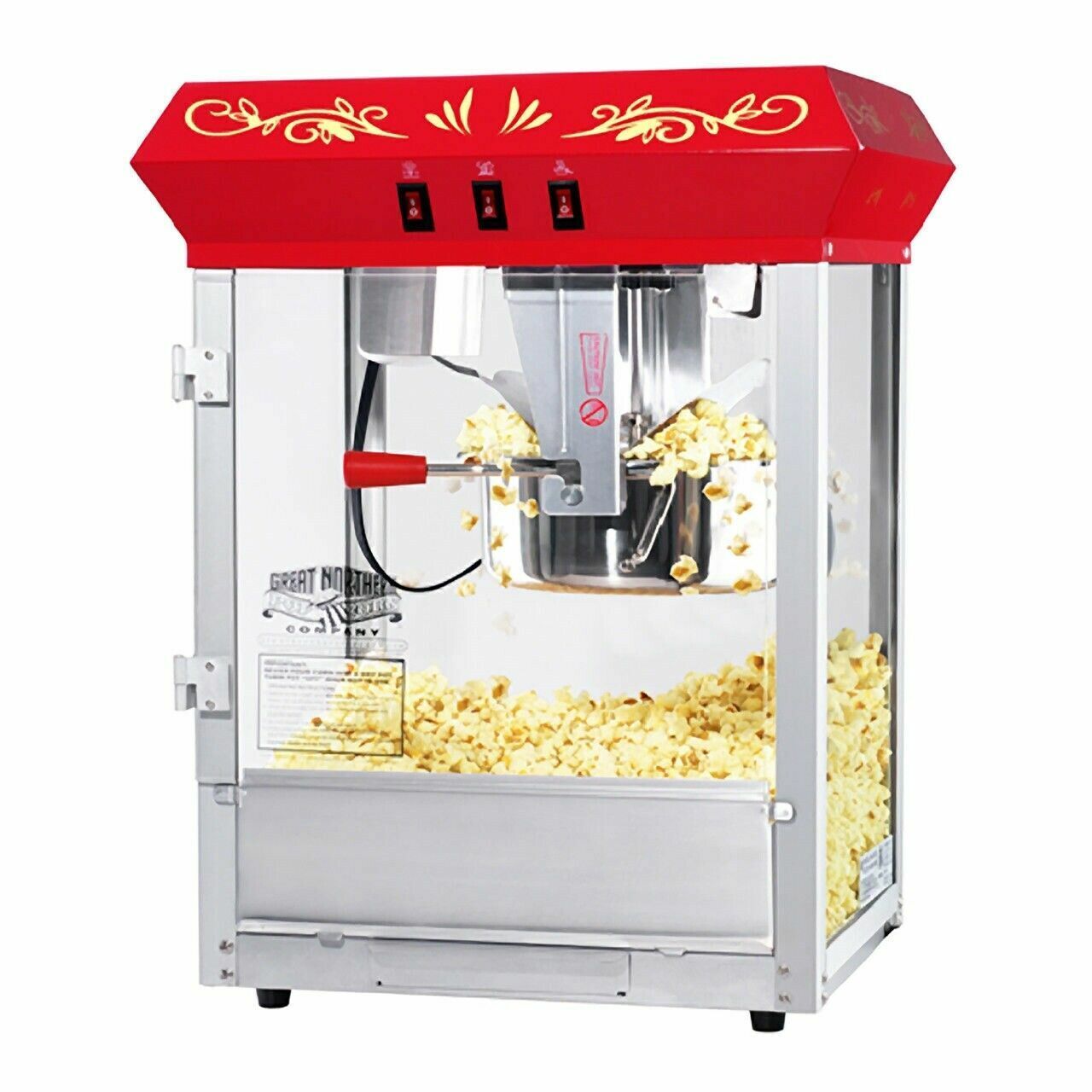 GCP Products Commercial Business Home Popcorn Popper Maker Machine And Cart 8 Ounce Kettle