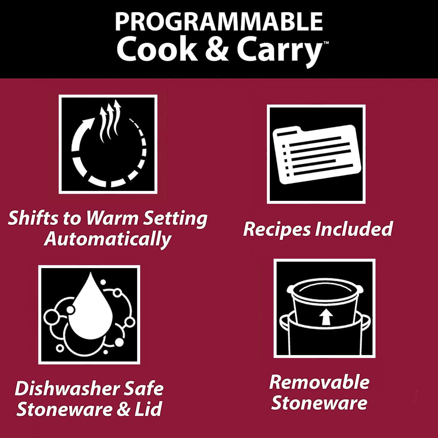 NOZAYA 6 quart slow cooker for 7+people - portable manual slow cooker(black)