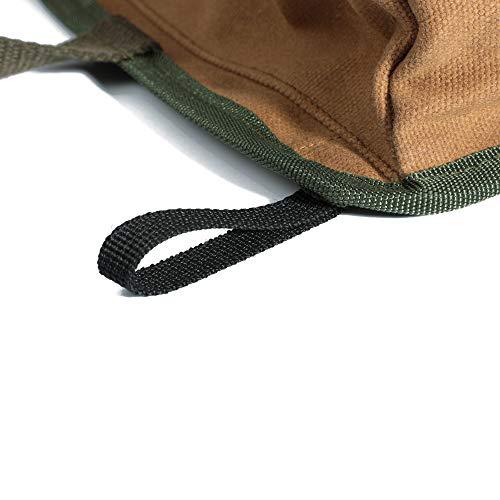 Denifiter wrench tool roll bag, heavy duty waxed canvas multi-purpose tool organize bag with 6 zipper pockets ( khaki )