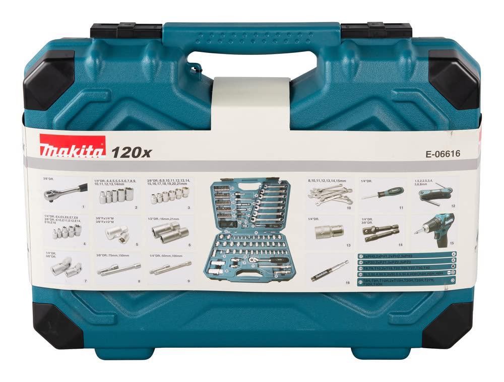 makita e-06616 120 piece maintenance set blue/black