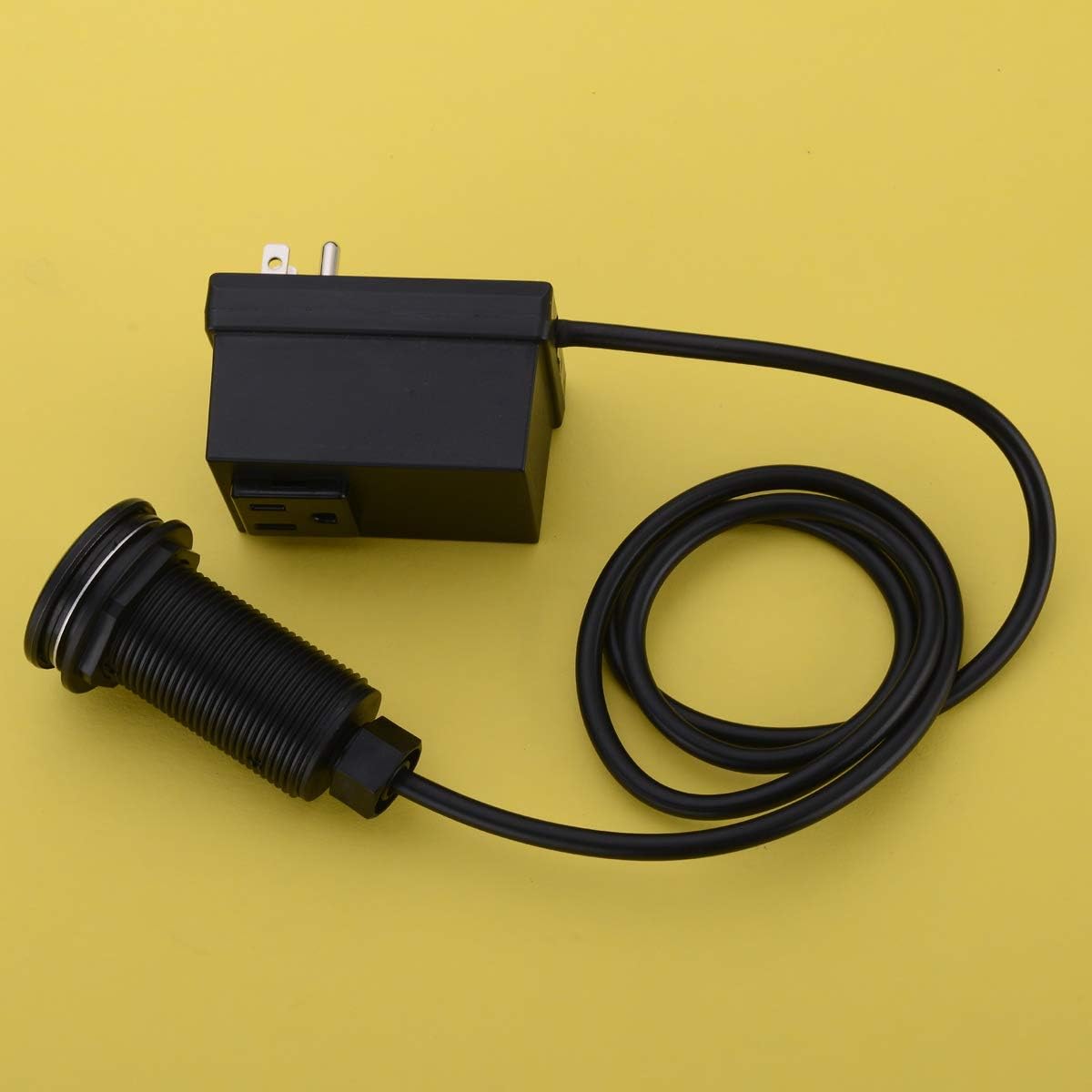 SINKINGDOM Garbage Disposal Air Switch Kit with Long Button, Matte Black (Brass Cover)