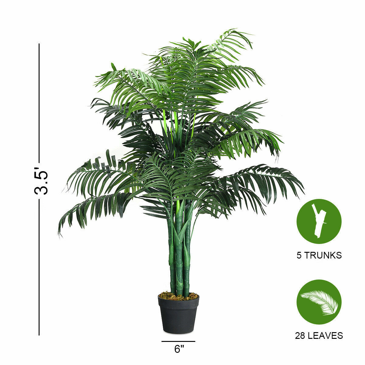 Great Choice Products 3.5-Feet Patio Yard Decorative Artificial Areca Palm Silk Tree W/Basket