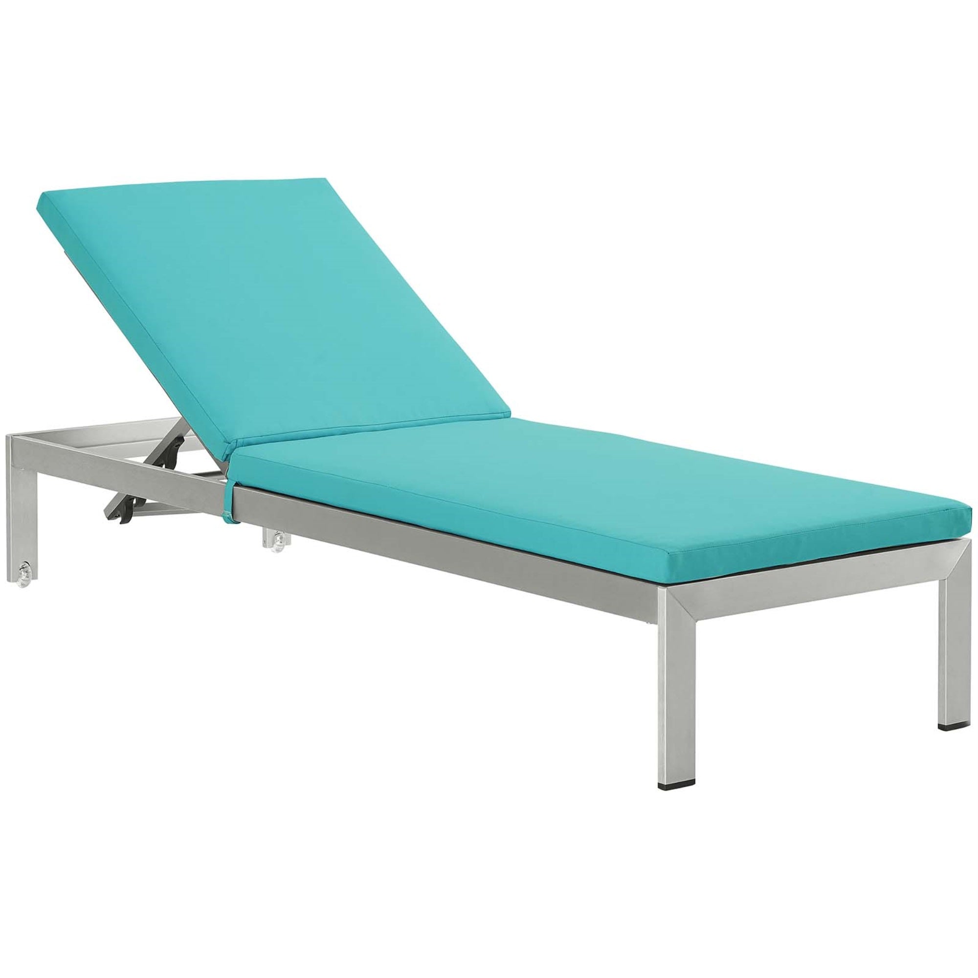 Ergode Shore Chaise with Cushions Outdoor Patio Aluminum Set of 6 - Silver Turquoise