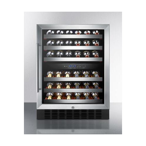 Summit SWC5399BLBISTCSS 24 Dual Zone Wine Cooler with 46 Bottle Capacity in Stainless Steel