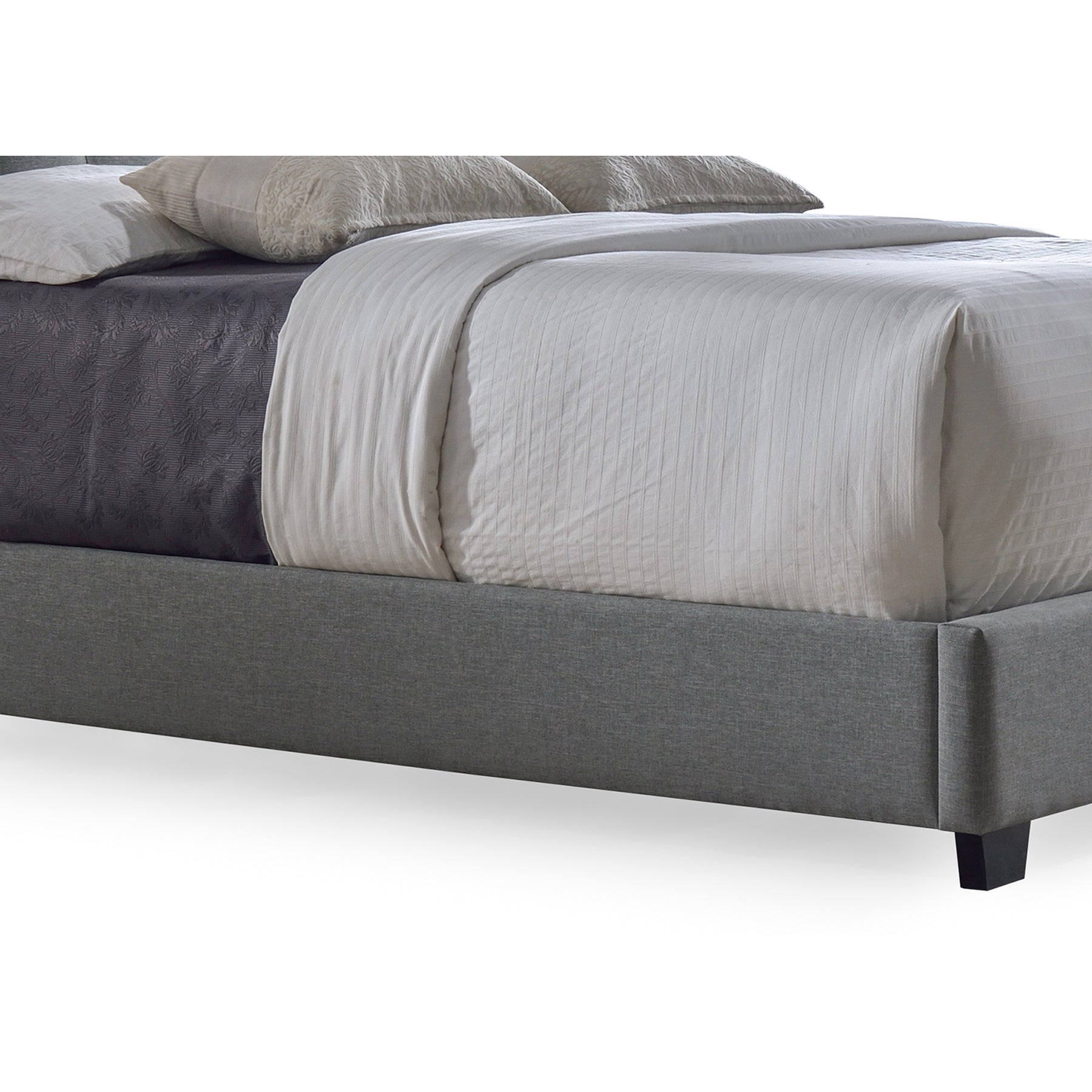 Baxton Studio Katherine Contemporary Espresso Fabric Nail head Trim Wingback Bed - King Grey
