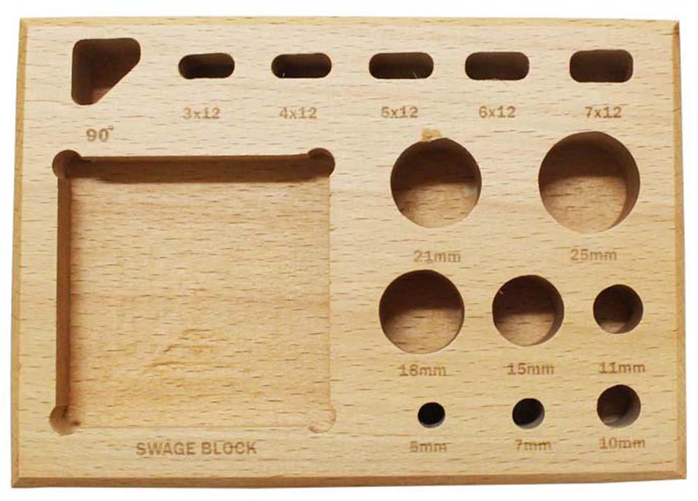 toolusa 16 piece wooden swage block set with various shaped punches: tj-43352