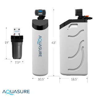 Aquasure Harmony Lite All-In-One Water Softener w/Triple Purpose Pre-Filter, 34,000 Grain, Low Maintenance, Water Saving Tech