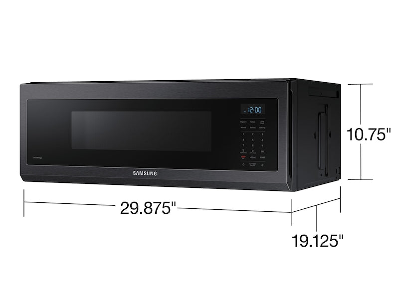 Samsung 1.1 cu. ft. Smart SLIM Over-the-Range Microwave with 400 CFM Hood Ventilation Wi-Fi &a; Voice Control in Black Stainless Steel