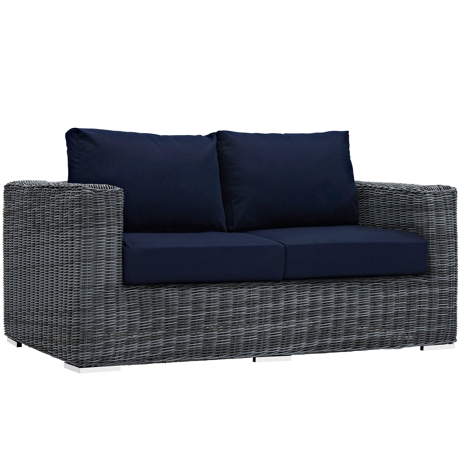 LexMod Summon Outdoor Patio Sunbrella® Loveseat in Canvas Navy