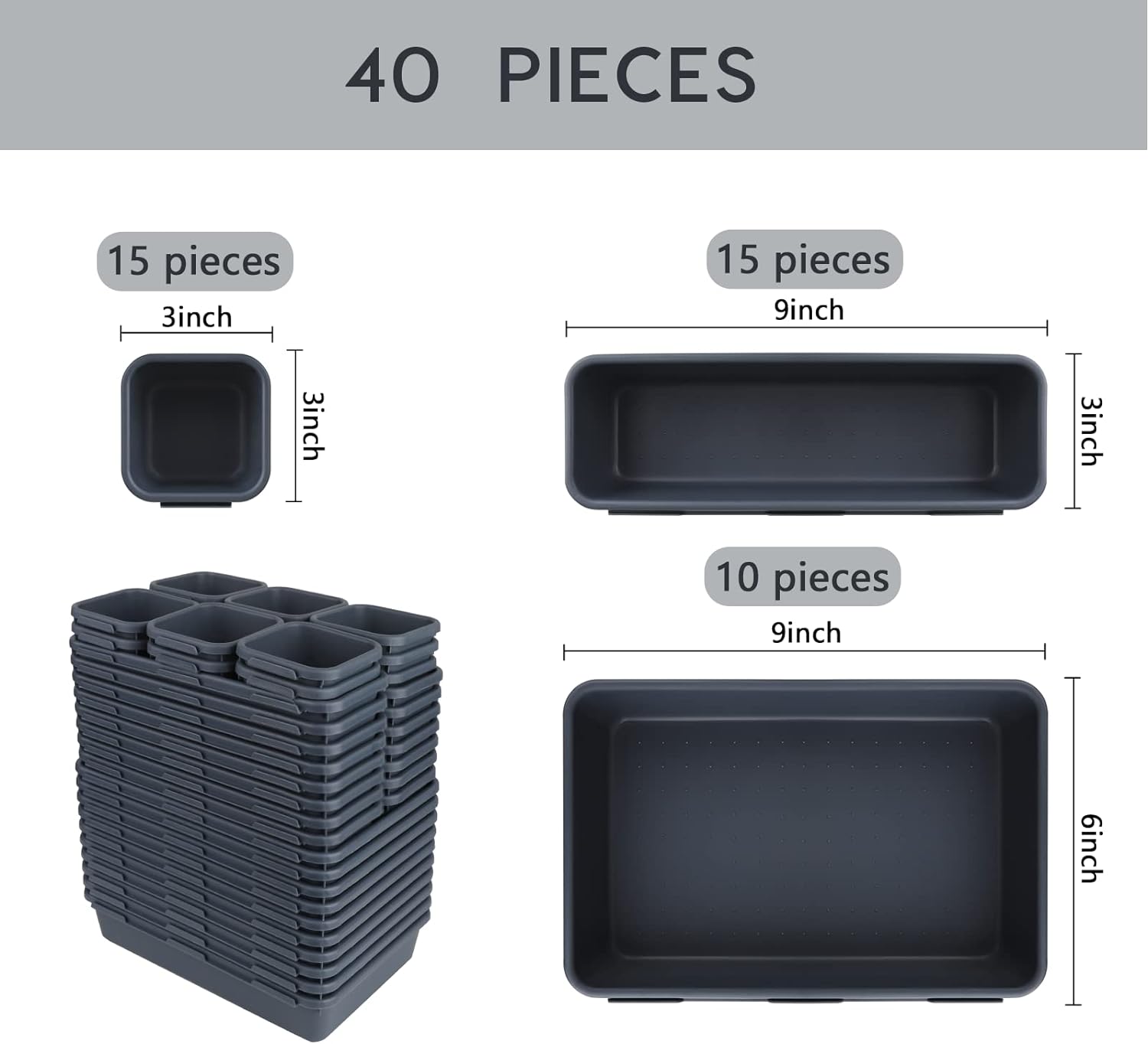 Muray Creative 40-Pack Tool Box Organizer, Tool Drawer Organizers for Rolling Tool Drawers, Workbench and Cabinets, Tray Dividers Set for Tool