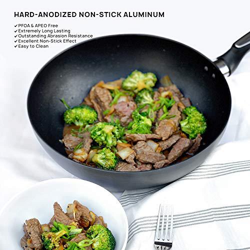 house of living art wok pan with lid and induction bottom, 11.8 inch
