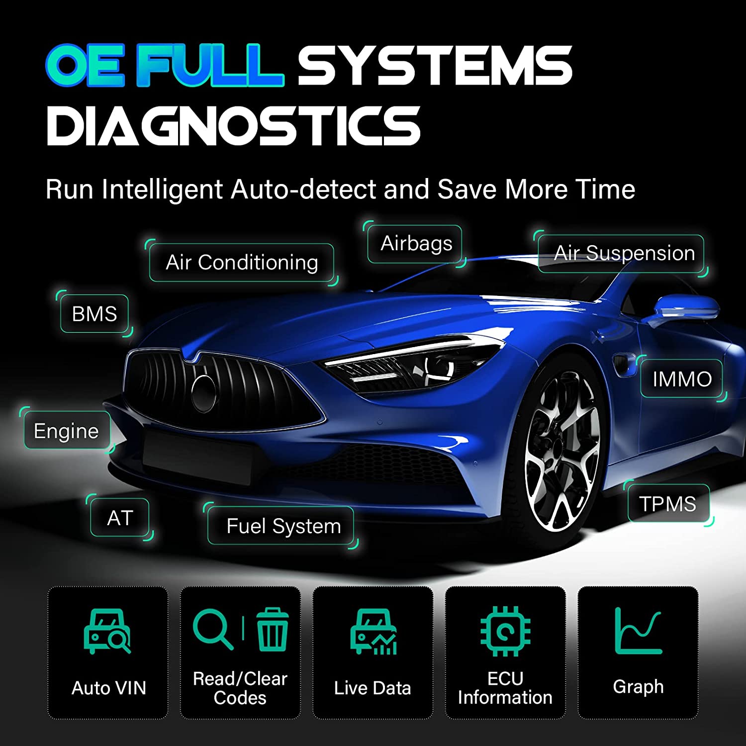LAUNCH CRP909X OBD2 Scanner Car Diagnostic Scan Tool with OE-Level Full System Diagnosis 28 Reset Function ABS Bleeding