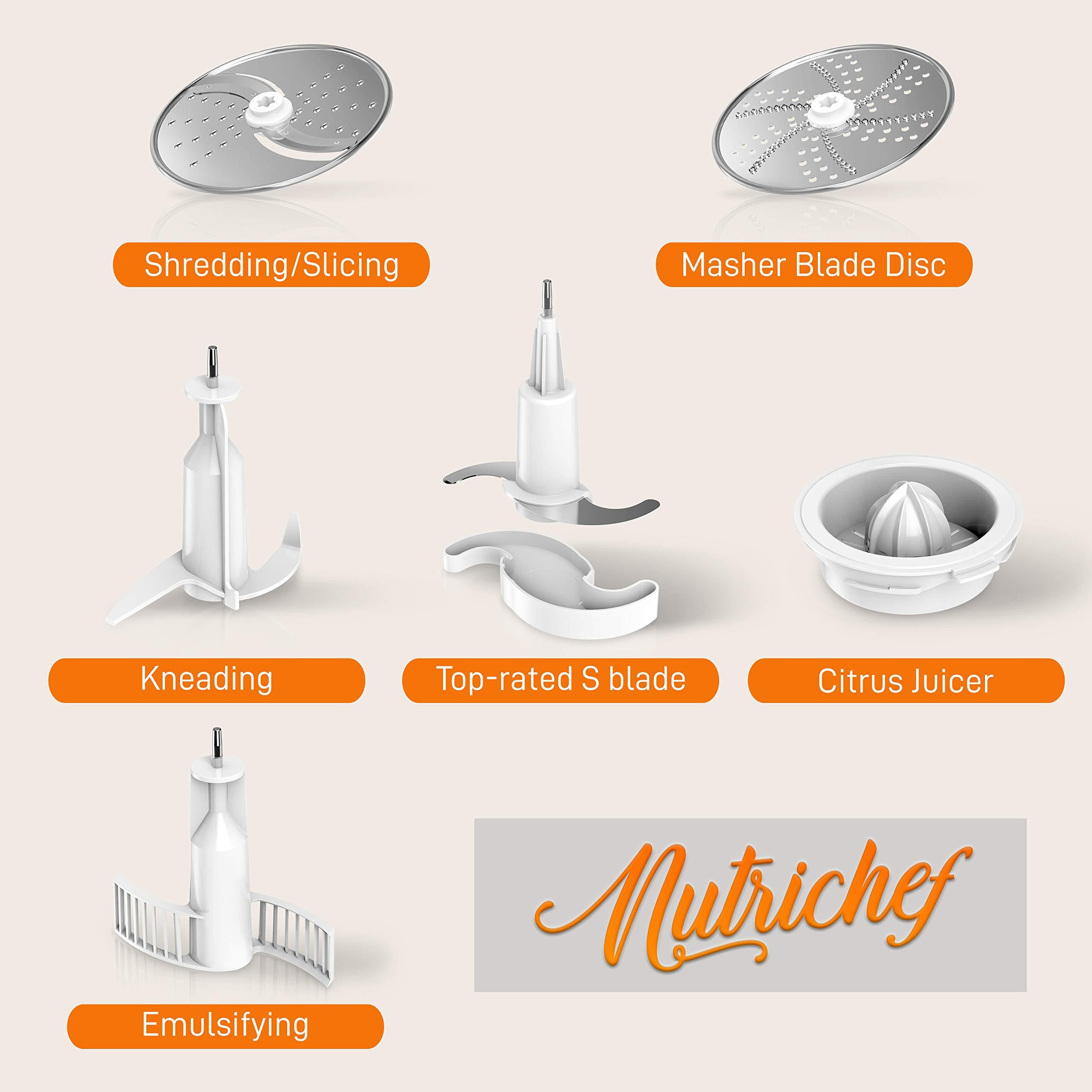 nutrichef multipurpose 12 cup food processor - ultra quiet 600 watt powered electric food processor &a; vegetable chopper w/pre