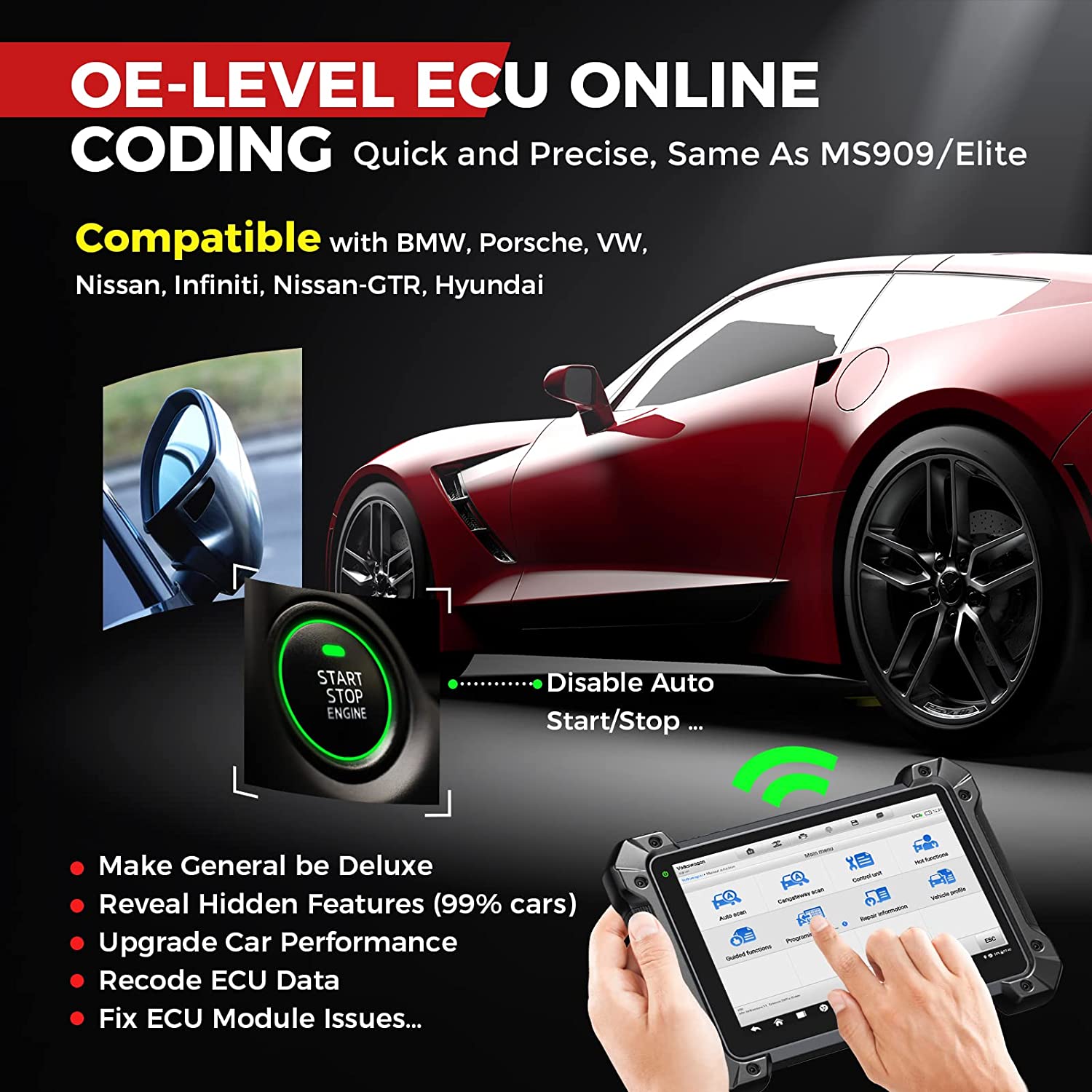 Autel MaxiCOM MK908 Pro II Car Diagnostic Scan Tool J2534 Programming, ECU Coding 40+ Service, FCA AutoAuth with Free MV105