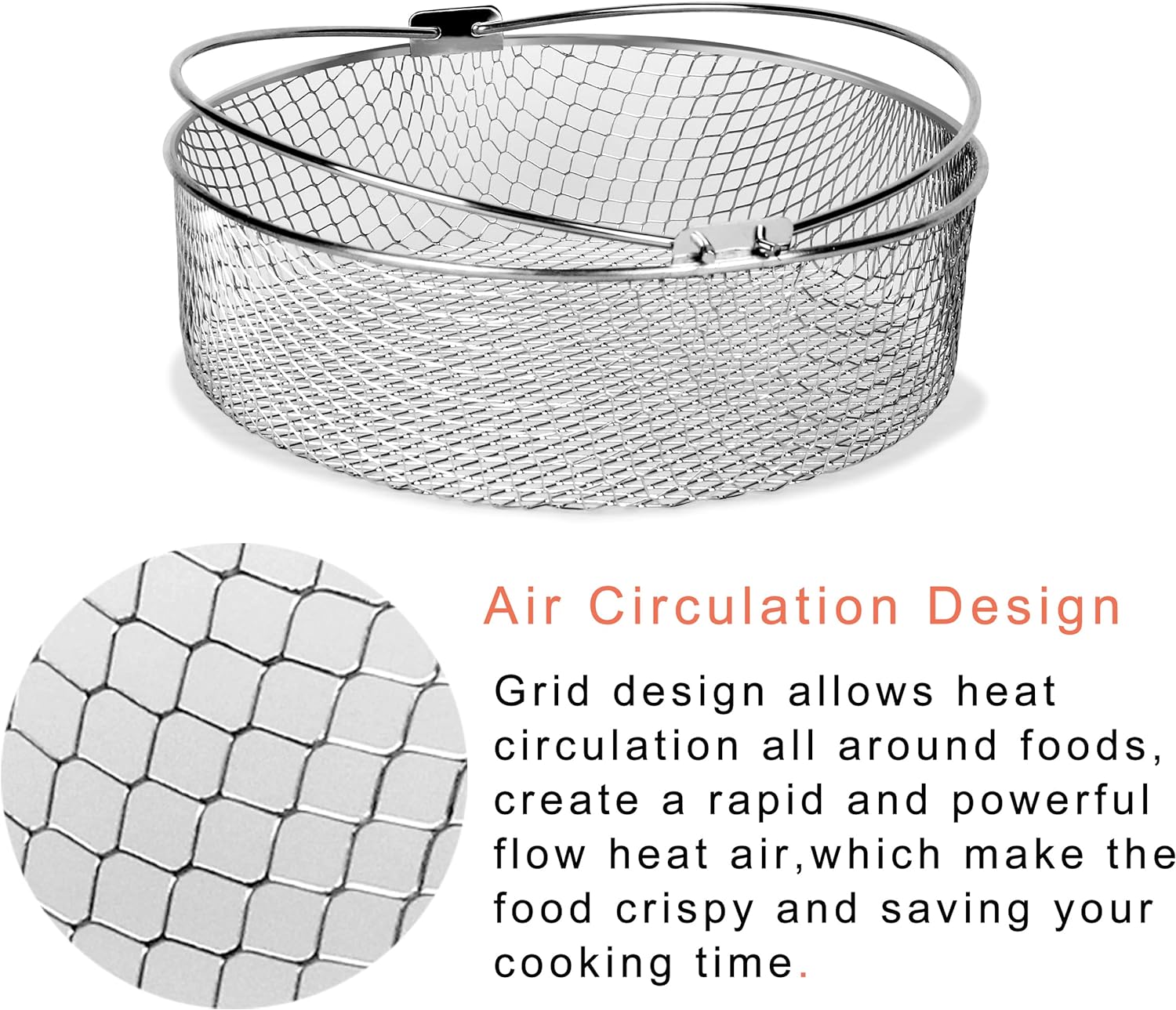 Generic Air Fryer Basket for Instant Pot 6, 8Qt,Accessories for Air Fryer,Air Fryer Replacement Basket,Steamer Basket,Mesh Basket