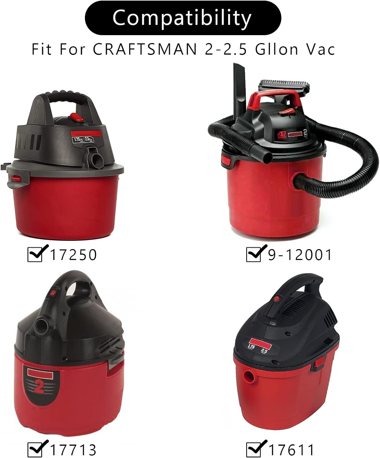 iKEEPOW 2 to 2.5 Gallon Shop Vac Filter Bag Compatible with CRAFTSMAN 2 to 2.5 Gallon Wet Dry Vacuums and Powerhead Bucket Vac, 9 Bags
