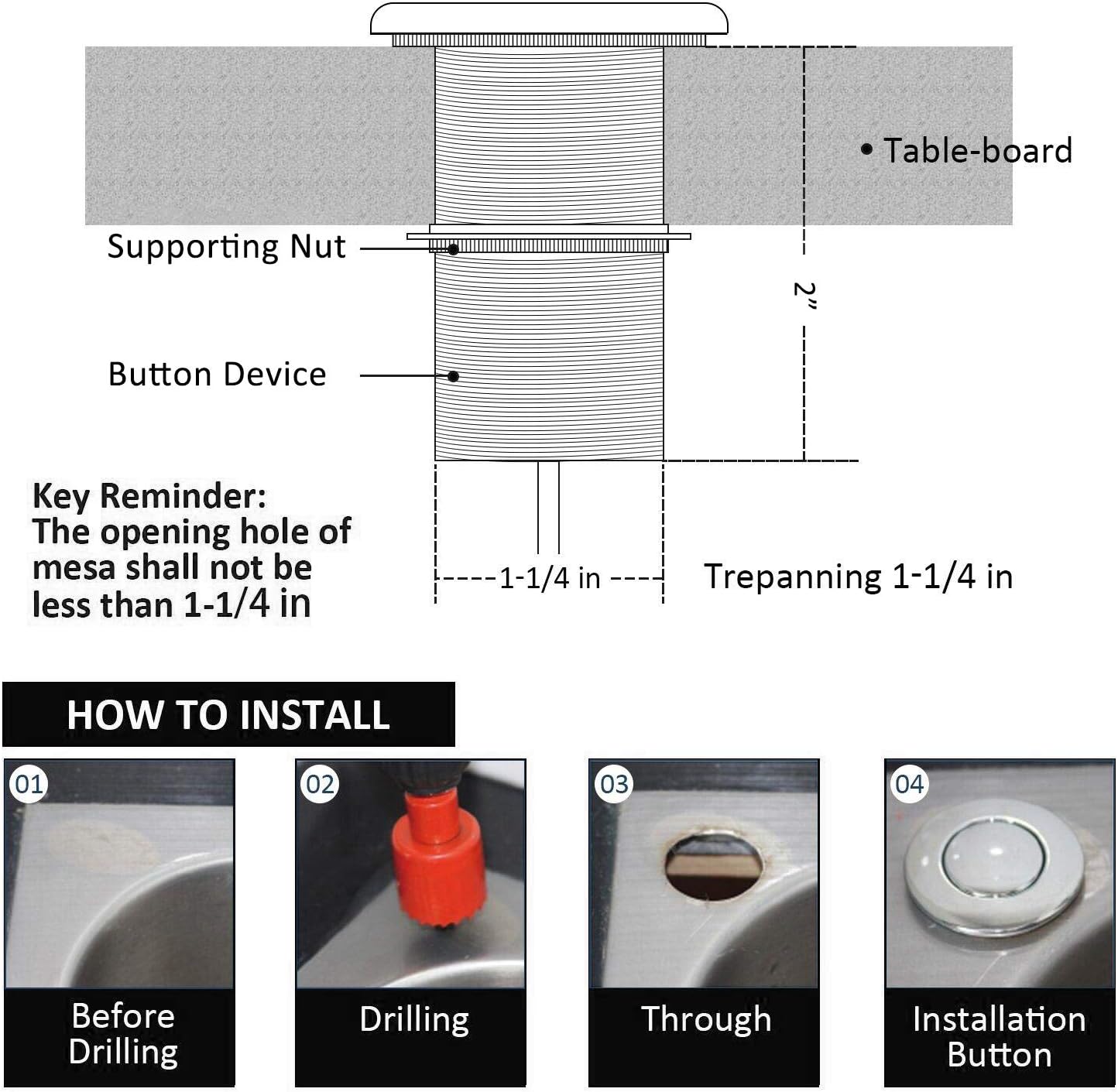 briidea Garbage Disposal Air Switch Kit for SinkTop Waste Disposal with Stainless Steel Brushed Nickel Short Air Button