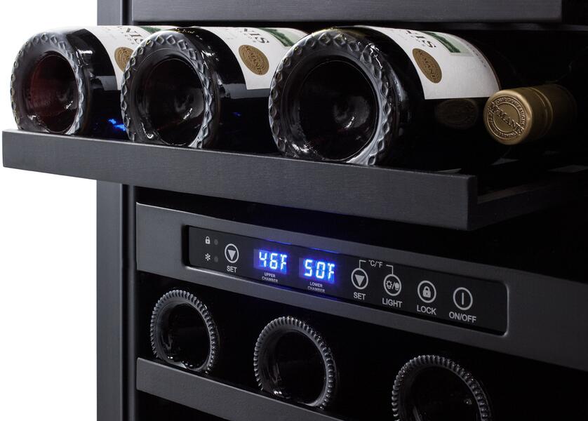 Summit SWC182ZADA 18 ADA Compliant Dual Zone Built-In/Freestanding Wine Cellar with 28 Bottle Capacity  Lock  Digital Thermostat