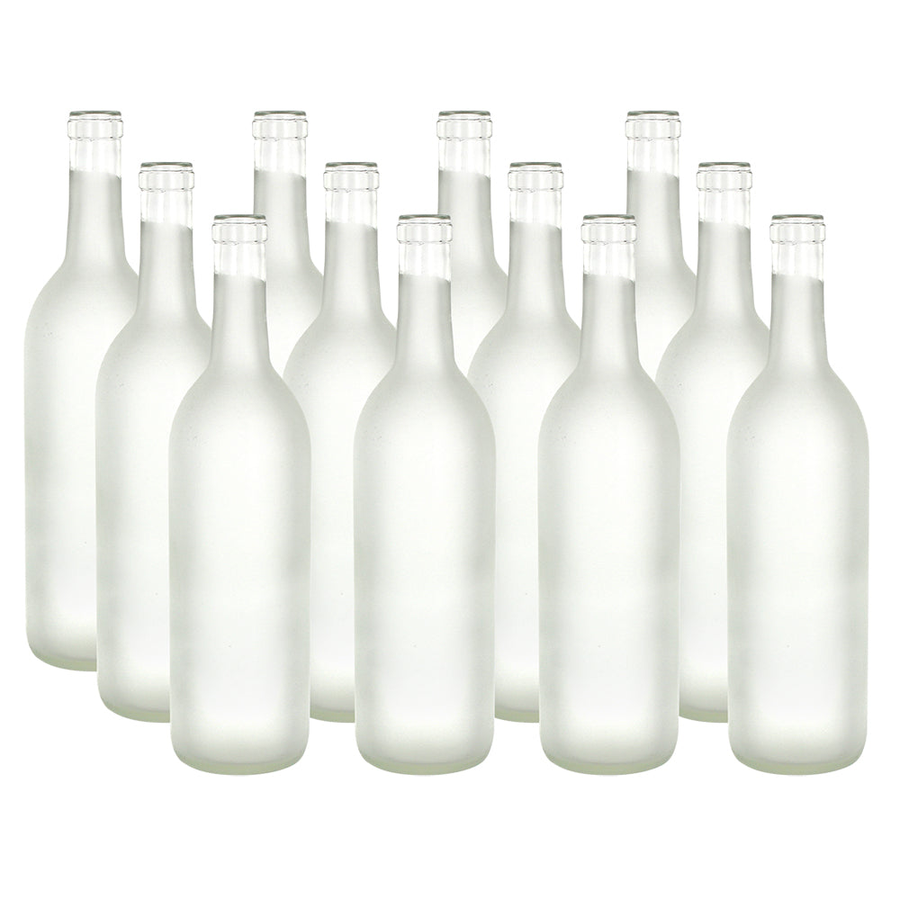 Waterloo Container 750 ml Frosted Glass Bordeaux Bottles, 5 Cases of 12 Bottles (60 Bottles)