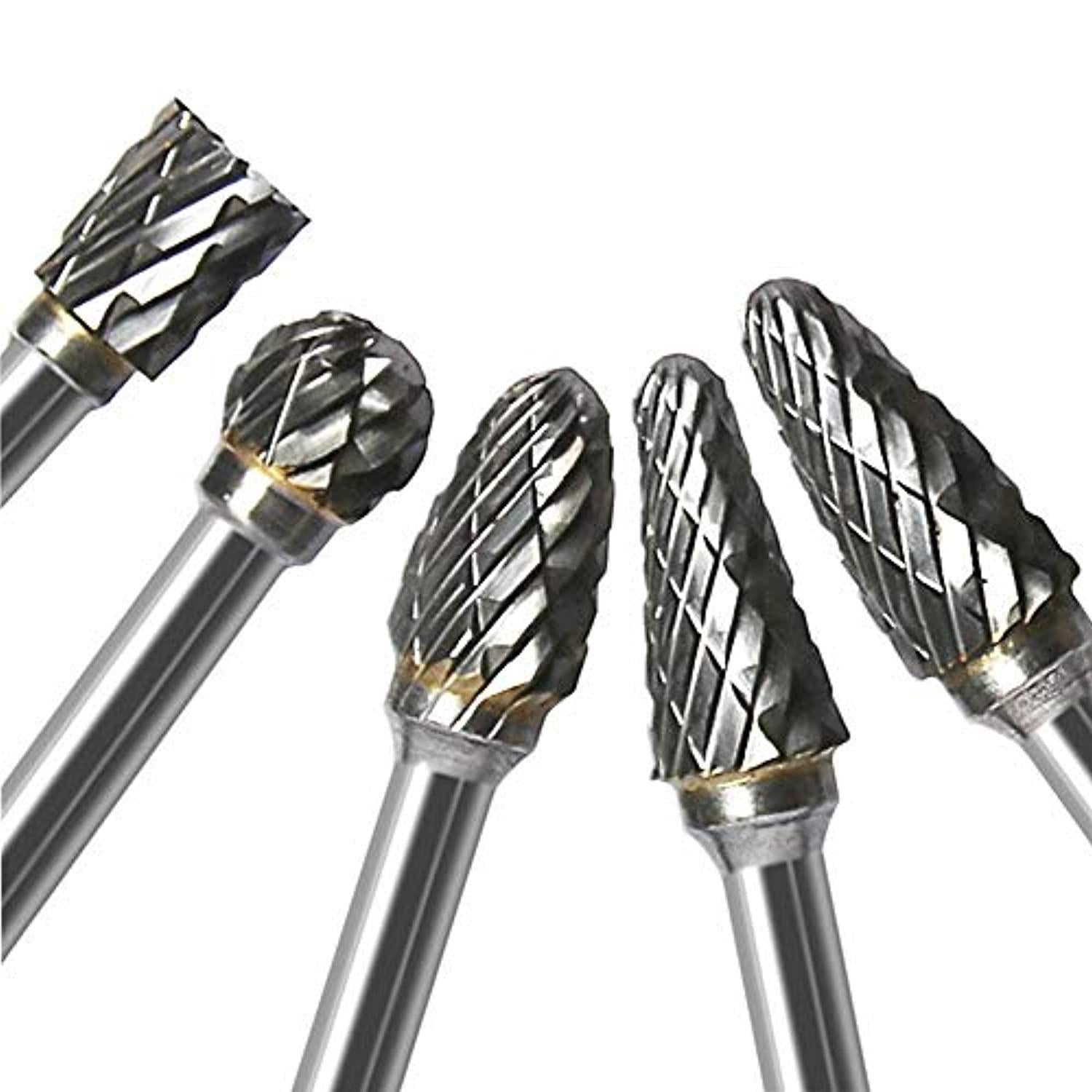 Lukcase double cut carbide rotary burr set - 10 pcs 1/8