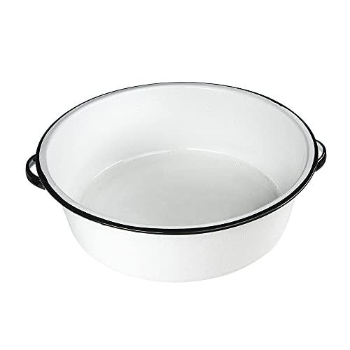 granite ware enamel on steel dish pan with handles, 15-quart capacity, speckled white