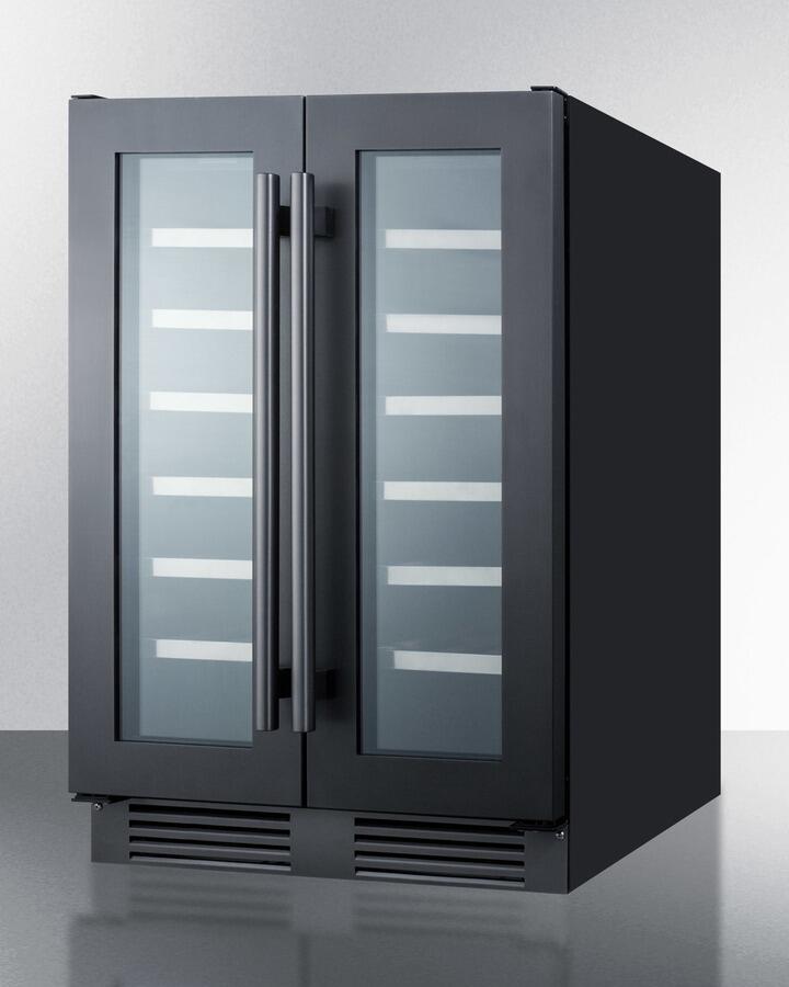 Summit SWC24GKS 24 Dual Zone Wine Cellar with 5.2 cu. ft. or 42 Bottle Capacity  Digital Thermostat  Stainless Steel Trimmed Woo