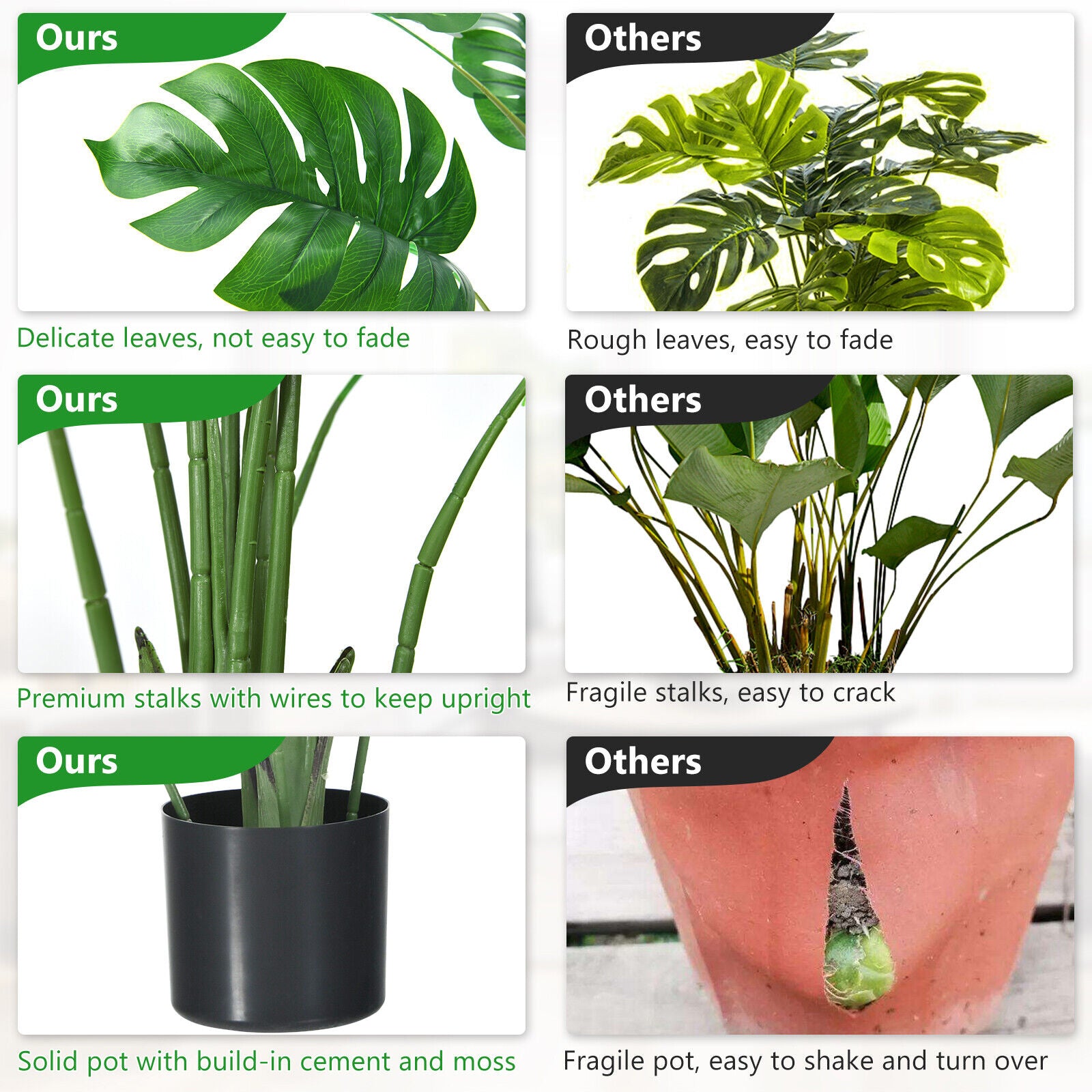 Great Choice Products Goplus 4Ft Fake Monstera Deliciosa Plant 2Pcs Artificial Tree Indoors/Outdoors
