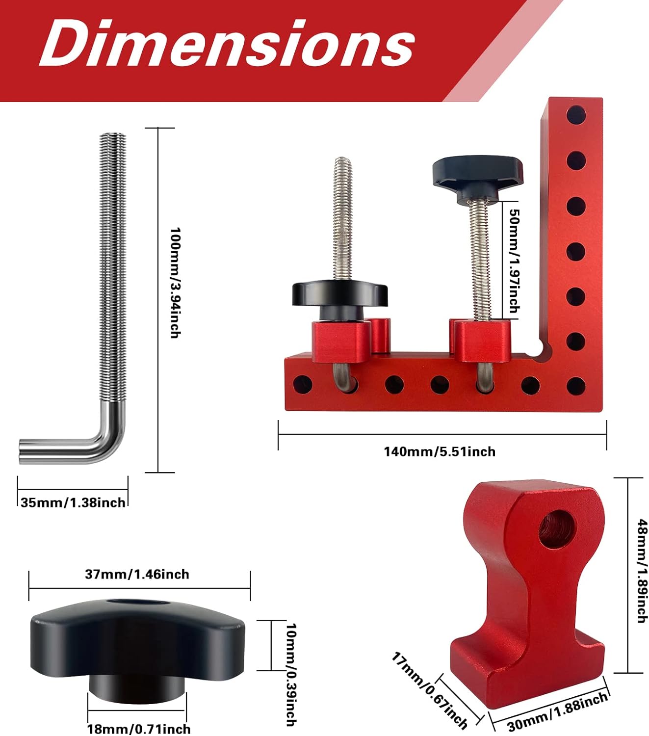 Aogbra 90 Degree Positioning Squares Right Angle Clamps 5.5