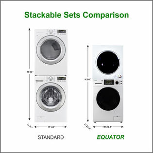 Equator Advanced Appliances Equator Digital Touch Apartment 110V Set 18lbs Washer+Vented 3.5cf Auto/Time Dry