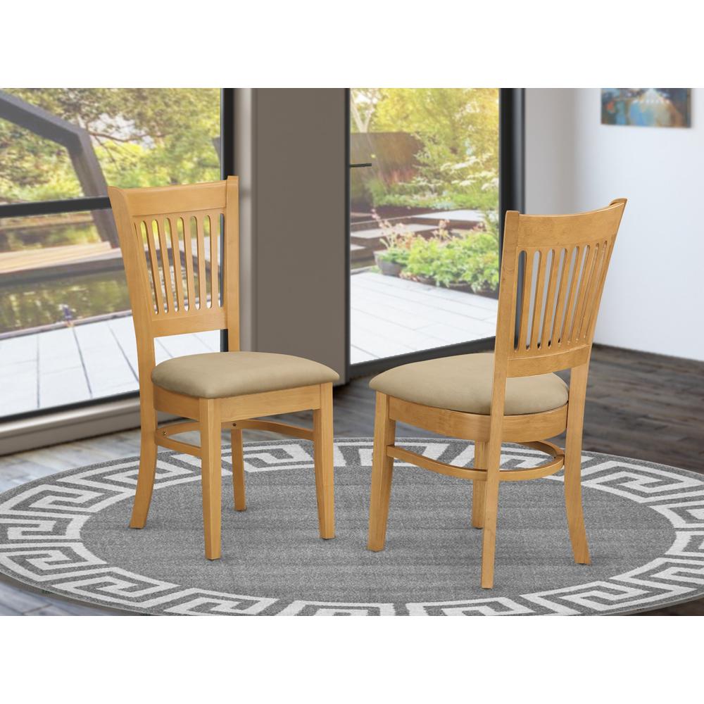 East West Furniture VAC-OAK-C Vancouver Linen Fabric Seat Dining Chairs - Oak Finish