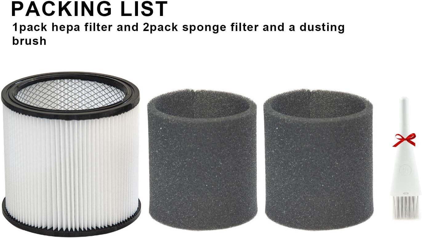 Hiwin Replacement 90304 90350 90333 Cartridge Filter Compatible with Shop-Vac 5 Gallon Up Wet/Dry Vacuum Cleaners
