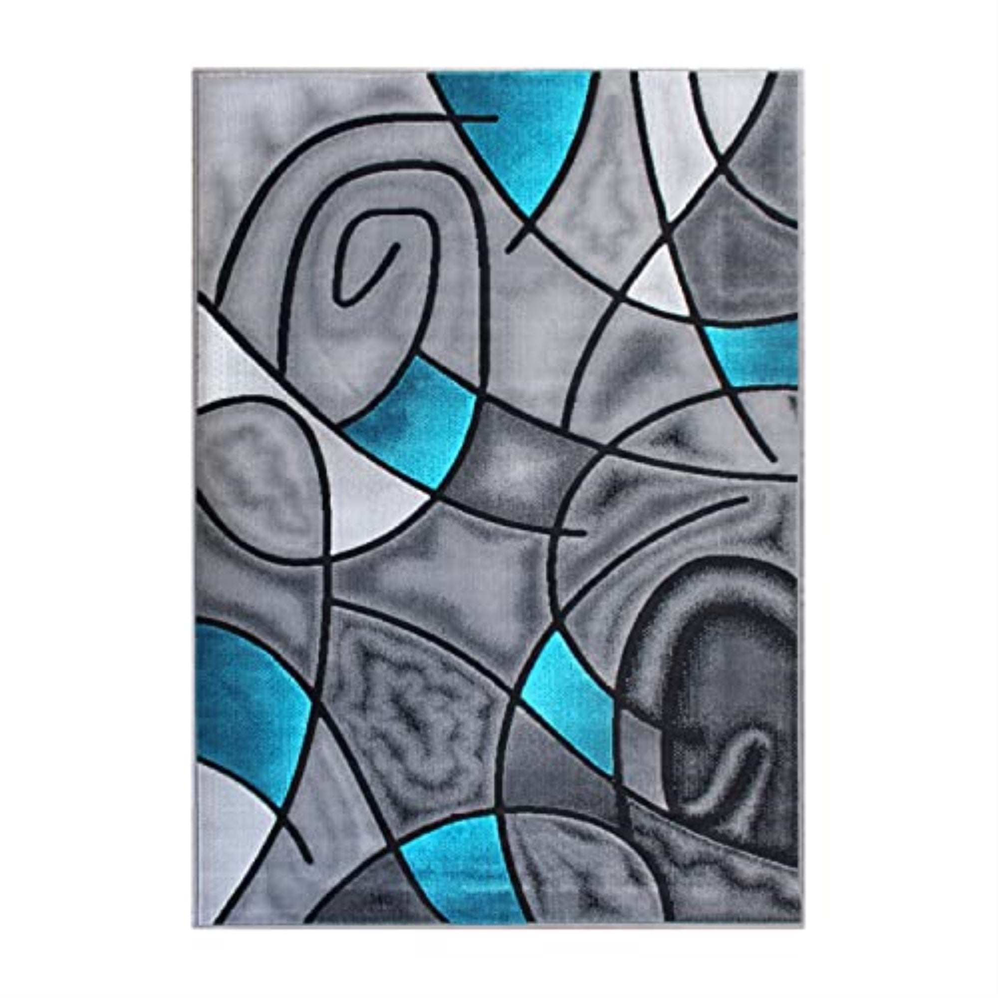Flash Furniture Jubilee Collection 6&s; x 9&s; Turquoise Abstract Area Rug - Olefin Rug with Jute Backing - Living Room, Bedroom, &a; Family Room