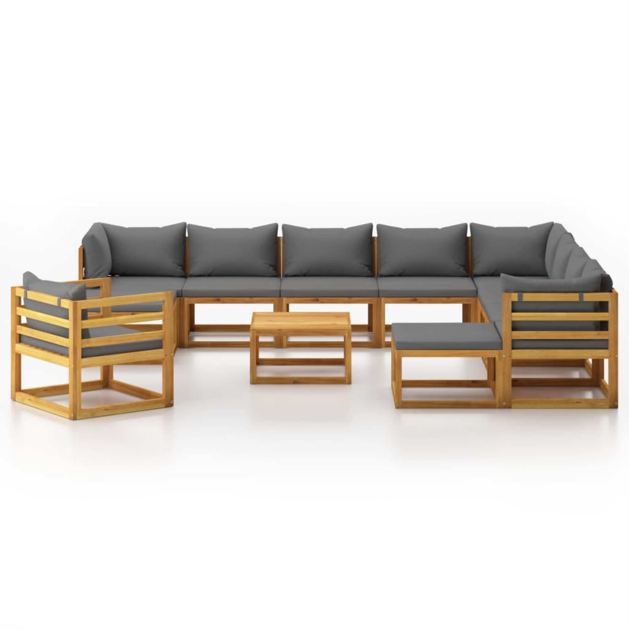 vidaXL 12 Piece Garden Lounge Set with Cushion Solid Acacia Wood Grey