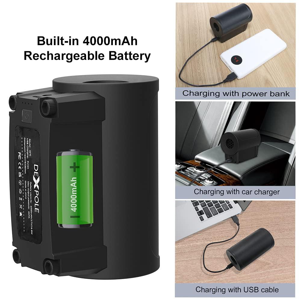 dexpole 2-in-1 air pump for inflatables &a; car vacuum cleaner, cordless rechargeable air mattress pump for home/office/car use
