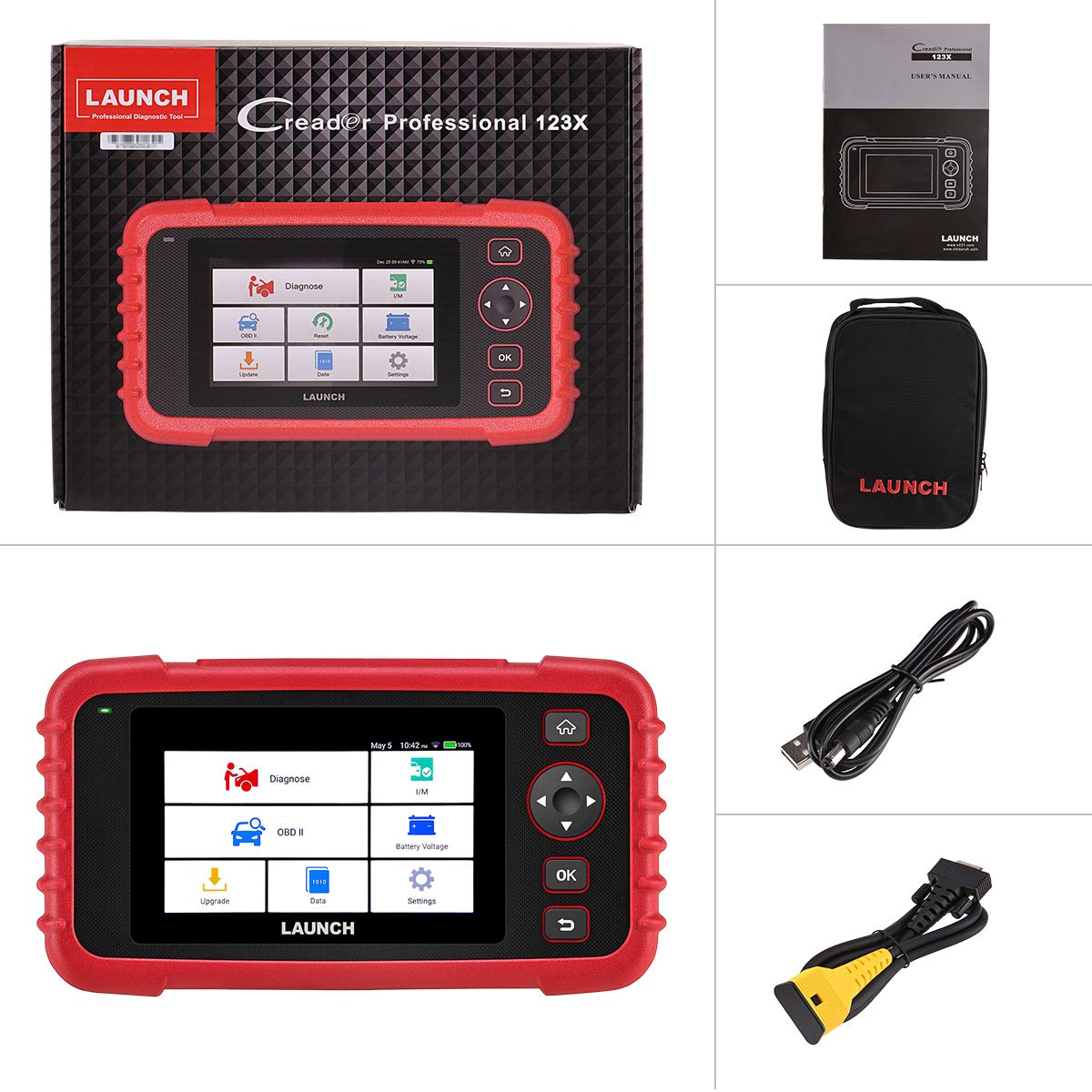 Launch CRP123X OBD2 Scanner Car Diagnostic Scan Tool ABS SRS Transmission Car Check Engine with 3 Reset SAS/Throttle/Oil Reset